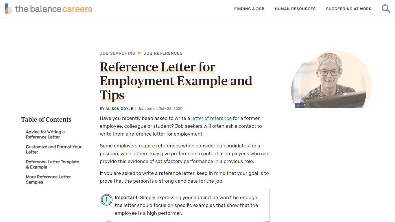 Reference Letter for Employment Example and Tips - The Balance Careers